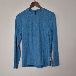 NWT Surge Warm Mens Long Sleeve T Shirt Crew Neck Zip Pocket Reflective Blue